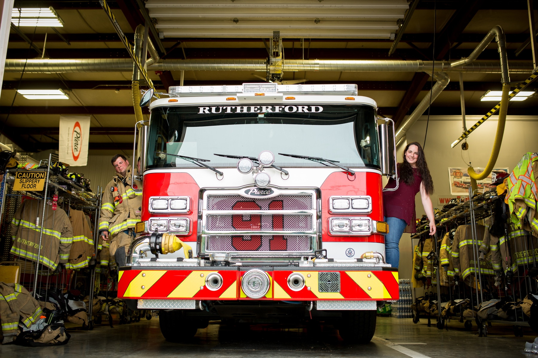 fun engagement photos at the firehouse